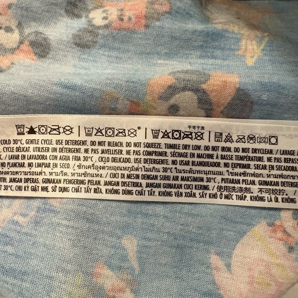 Disney Parks Joey Chou Dress L Blue Mickey Minnie Stitch Castle Pink Bow EUC - Picture 6 of 6